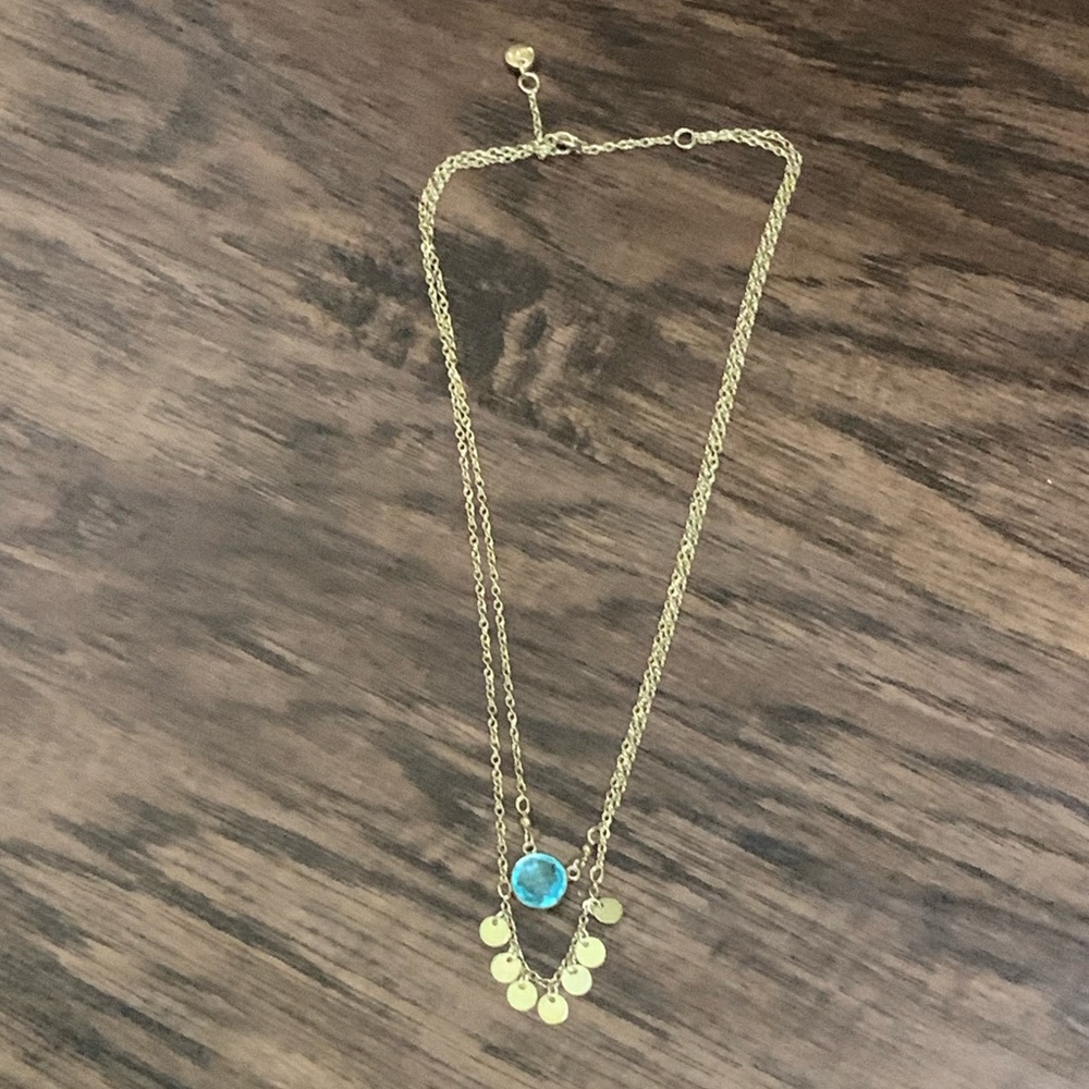 Loft mixed crystal and coin necklace